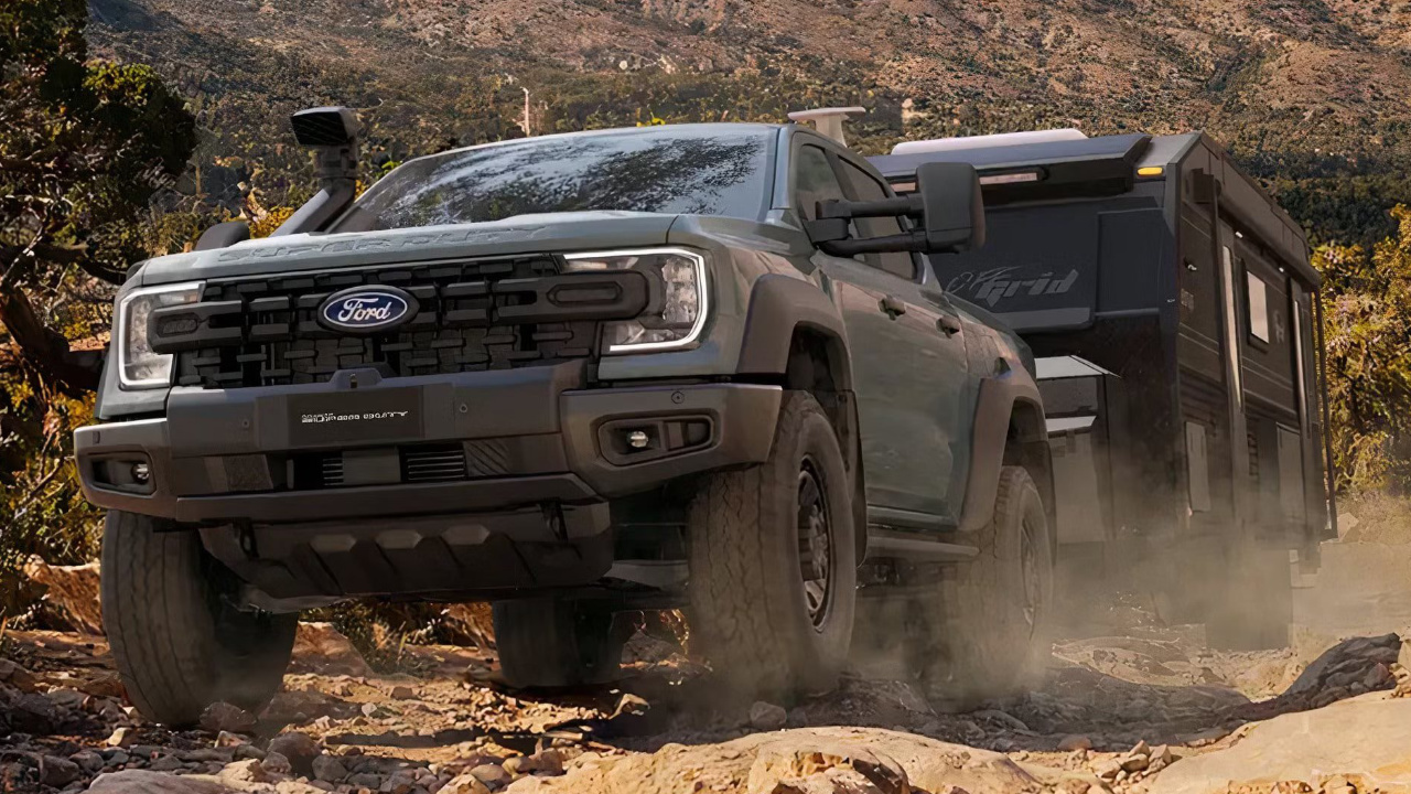 vue latérale avant d'un Ford Ranger 2026